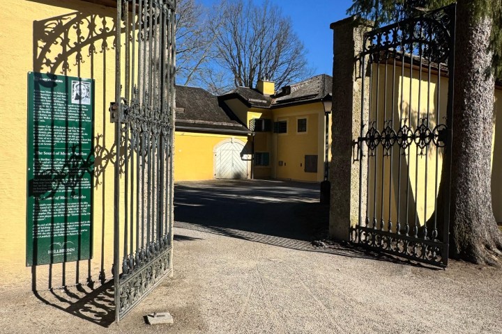 a gate in front of a building