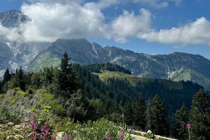 a group of people on a mountain