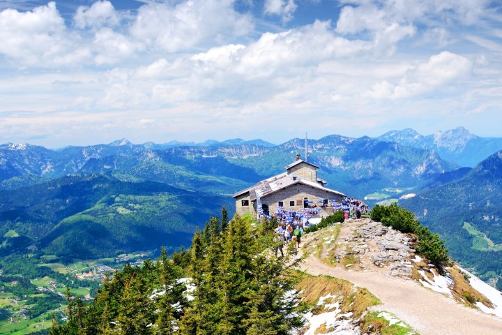 a view of a large mountain in the background