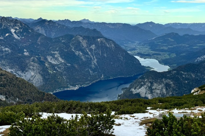 a view of a snow covered mountain