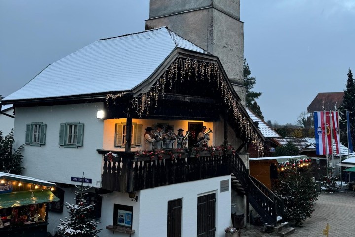 a person standing in front of a building