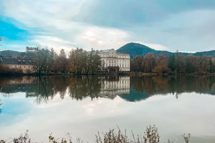 a large body of water surrounded by trees