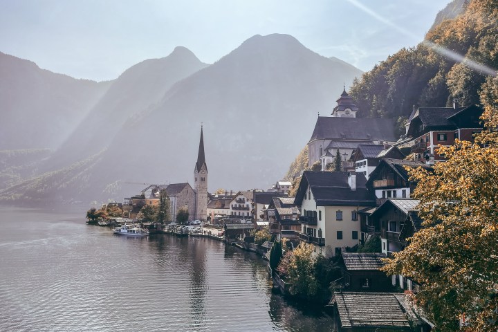 a view of water and a mountain in the background