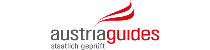 Austria Guides logo with red swoosh above black and red text on white background.