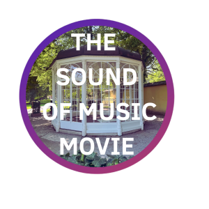 Circular image of a gazebo with 'The Sound of Music Movie' text overlayed.