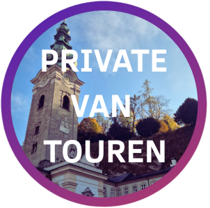 Tower with text 'PRIVATE VAN TOUREN' in a circular frame.