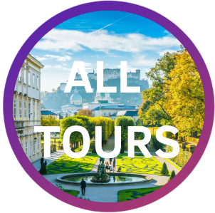 Circular image with garden view and text 'ALL TOURS' overlay.