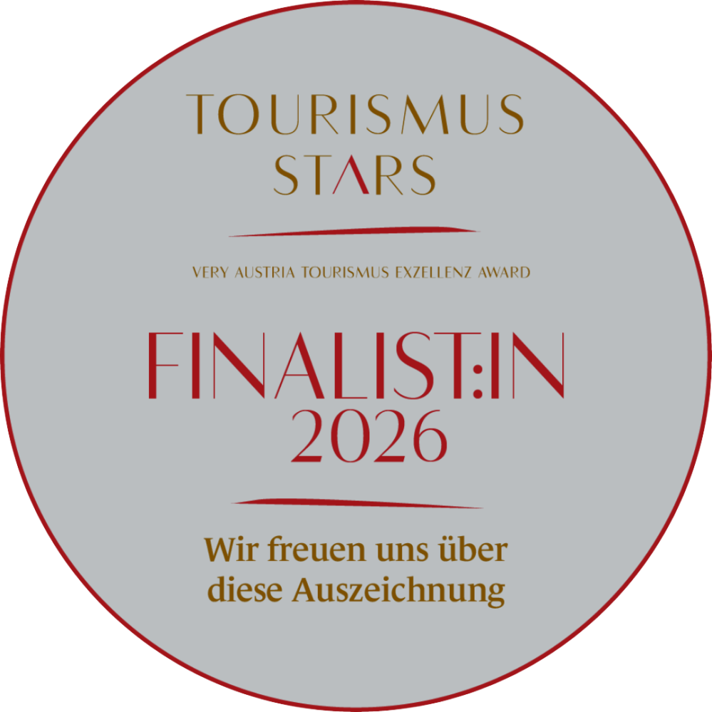 Tourismus Stars Finalist:in 2026 award badge in German.